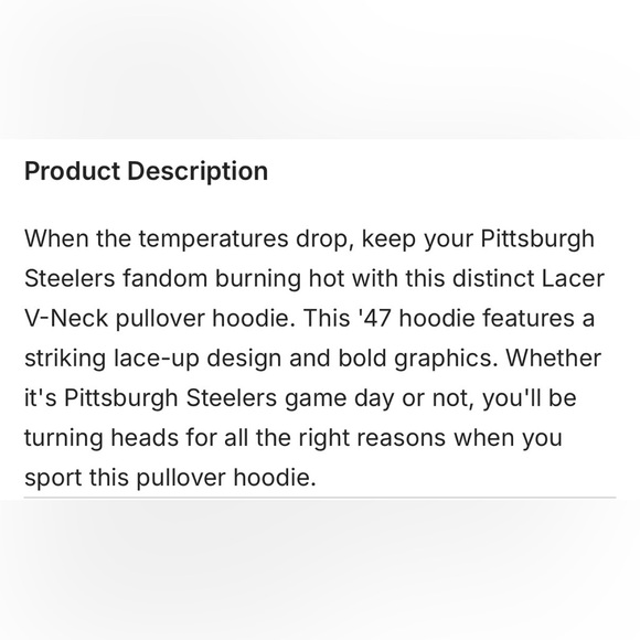 NEW Men's Pittsburgh Steelers '47 Black/Gold Lacer V-Neck Pullover Hoodie - Picture 7 of 10